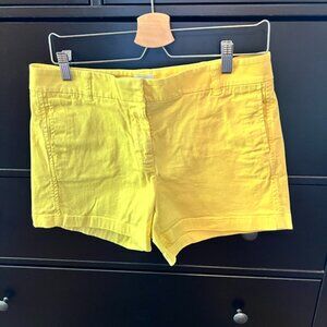 J. Crew Stretch Chino Shorts, size 8, yellow, 4" inseam